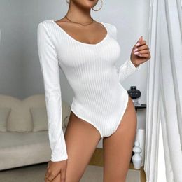 Women's Sweaters 2023 Autumn/Winter Slim Fit V-Neck Style Long Sleeve Outer Wear One Piece Bodycon White Jumpsuit Tops