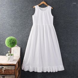 Casual Dresses Spring Summer Thin Sheer Solid Color Basic Dress Women Round Neck Sleeveless Under The Z7213