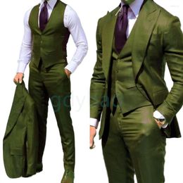 Men's Suits 3 Piece Formal Suit Regular Fit Tuxedos Classic Evening For Wedding Grooms (Blazer Vest Pants)Custom Solid Colors