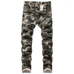 Men's Jeans Camouflage Personality Plus Size Stretch Army Green Print Denim Casual Pants Design