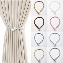 Curtain 2Pcs Imitation Pearl Tie Holder Adjustable Curtains Back Buckle Rope Clip Home Decoration