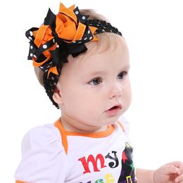 Hair Accessories 6pcs Orange Black White Baby Girls Head Bands Kids Bowknot Wide Hair Bands Headbands Accessories Outfits For Enfant Halloween 230816