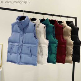 Women's Down Parkas Short standing neckline Parka women's winter jacket New casual sleeveless autumn warmth Women's solid Parka chic jacket Z230817