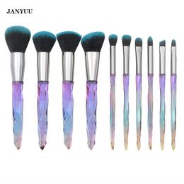 Makeup Tools 10pcsset Nylon Hair Brush Sets Make Up Kit Eye Shadow Transparent Diamonds Crystal Handle Brushes 230816