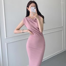 Casual Dresses Off Shoulder Midi Dress Women Sexy Slim Short Sleeve Bodycon Korean Formal Occasion Clothing Summer Vestido