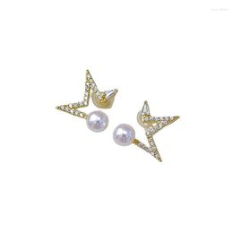 Stud Earrings AB903 Lefei Fashion Trendy Classic Luxury Strong Luster 67mm Akoya Round Pearl Star Earring Women 925 Silver Party Charm