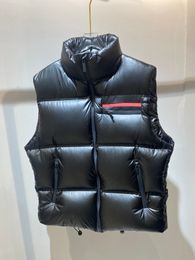 Winter brand mens vest fashionable zipper pocket stitching black down vest luxury top quality designer vest