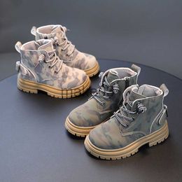 Boots Handsome Children Combat Army Boots Spring Autumn Camouflage Outdoor Boots for Boys Girls School Student Hicking Shoes F09133 J230816