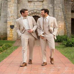Men's Suits Blazer Sets Beige Groom Tuxedos Groomsman Italian Style Wedding Prom Party For Men Bridegroom 2PCS/3PCS