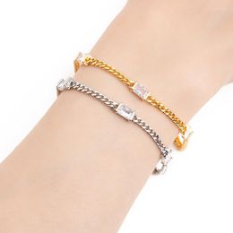 Link Bracelets Bracelet HADIYANA Vintage Classic Jewellery Chain Gold And Silver Colour Cubic Zirconia Bangles SL4050 Sister Gifts