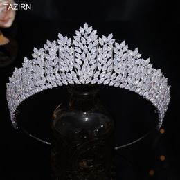 Wedding Hair Jewellery TAZIRN Princess Tiaras and Crowns for Women 5A Cubic Zirconia Bridal Bridesmaid Headwear Girls Prom CZ Accessories 230815