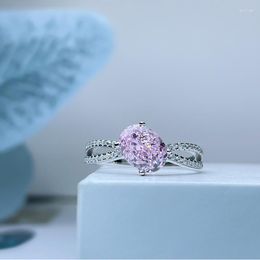 Cluster Rings Fashion Trend S925 Silver Inlaid 5A Zircon Yellow Diamond Pink Ring Ladies Trendy Style All-match