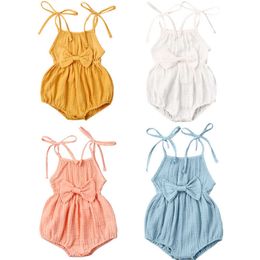 Clothing Sets Baby Summer Clothing Newborn Baby Girl Cute Clothes Romper Cotton Solid Jumpsuit Bowknot Outfits Set Soft