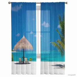 Curtain Beach The White Clouds Modern Sheer Curtains for Living Room Bedroom Tulle Curtains Window Curtain Kitchen Hotel