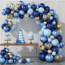Other Event Party Supplies 1set Baby Shower Boy Decor Blue Metallic Balloons Garland Kit Gold Confetti Balloon Arch Kids Wedding Birthday Decoration 230815
