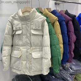 Women's Down Parkas Fashionable Winter and Autumn Women's Loose Apron Zipper Solid Colour Jacket with Collar Casual Matching Warm White Duck Down Coat Z230817