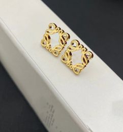 Chain Geometric Solid Earrings Designer for Women Golden Dangle Ear Studs Stereoscopic Block Earings Brass mens Anagram Stud Luxury Jewe