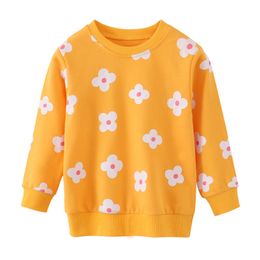 Hoodies Sweatshirts Jumping Metres Girls With Flowers Print Toddler Kids Clothing Autumn Spring Sport Baby Hooded Shirts Children's Tops 230815