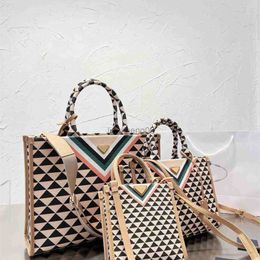 Evening Bags Shoulder Bags shopping Shoulder Bags Designer Women Handbag Tote Bag Triangle Symbole Jacquard Fabric Handbags