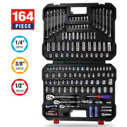 Decorative Objects Figurines WORKPRO 24 164PC Wrench and Socket Tool Set Mechanic for Car Repair With Universal Joint Adapter Torque Hex Key 230816