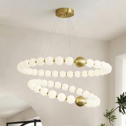 Chandeliers Nordic LED Round Ring Pendant Lighting Acrylic Gold For Dining Living Room Centre Table Bedroom Ceiling Chandelier Decor Fixture