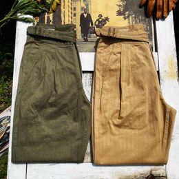 Pantaloni maschili adatti al brango americano vintage kaki abbigliamento da lavoro gurkha 270g a spina di pesce lavata cotone lavato cotone dritta casual casual