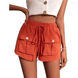 Women's Shorts Cool Casual Overalls For Women Fashion Pocket Loose Mid Waist Drawstring Straight-leg Pants Streetwear Mini Short Pant