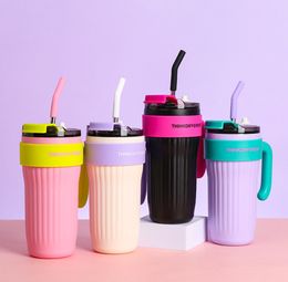 The latest 29oz stainless steel coffee cup with a handle double drinking straw cup, many styles choose, support customization of any logo