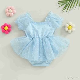 Girl's Dresses Baby Girls Mesh Jumpsuit Cute Bow Short Sleeve Romper Dress for Summer Clothes R230816