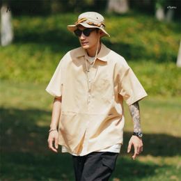 Men's Casual Shirts Men Baggy Chic Half Sleeves All-match Japanese Style High Street Males Tops Vintage Summer Harajuku Simple