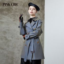 Women's Trench Coats PINK CHIC Spring Autumn Windbreaker Mid length Women Double Breasted Leisure Chameleon Elegant Commuting British 605 230815