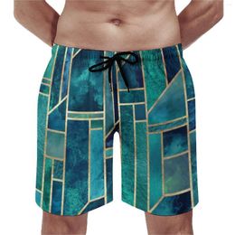 Men's Shorts Summer Board Abstract Geometry Running Surf Blue Skies Print Custom Beach Casual Fast Dry Swimming Trunks Big Size