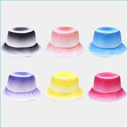 Wide Brim Hats Gradient Ramp Bucket Summer Hat Casual Flat-Topped Basin Cap Sun Beach Caps Foldable Protection Drop Delivery Fashion A Dh4Jo
