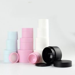 5g 15g 20g 30g 50g pp plastic frosted cosmetic matte black facial cream jar containers double wall makeup jars for skin care cream with Luxs