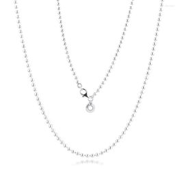 Chains Polished Ball Chain Necklace Genuine 925 Sterling Silver Collier Necklaces For Women Party Wedding DIY Gift Original Jewellery