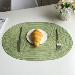 Table Mats 50 35cm Woven Mat National Style Polyester Cotton Dining Comfortable Kitchen Accessories Oval Simple