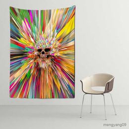 Tapestries 3D Swirl Tapestry Colourful Wall Hanging Fireworks Skull Beach Wall Tapestry Backdrop Home Room Decor R230816
