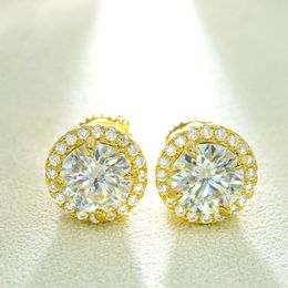 Passed Diamond Test Men Women 6.5mm VVS Moissanite Earrings Studs 925 Silver Gold Plated Bling Studs Earrings Nice Gift for Friends