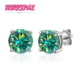 Charm HORRIPAL Green Earring 4 Prongs Classic Trendy Lab Grown Diamond with GRA Certified 925 Sliver Earrings for Women Man 230815