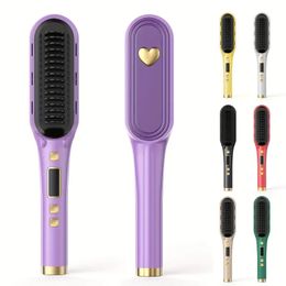 Revolutionise Your Hair Styling with Negative Ion Hair Straightener Comb, Brush & Curler - Portable, Fast Heating & Anti-Scald!