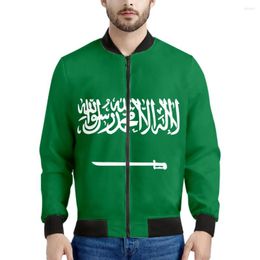 Men's Jackets Saudi Arabia Zipper Jacket Custom Name Team Logo Sa Coats Sau Country Arabic Nation Arab Islam Arabian Flag Print Po Clothes