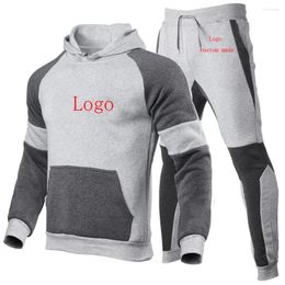 Men's Tracksuits Logo Customization 2023 Man's Splicing Tracksuit Cotton Fashion Pullover Leisure Printing Sweatshirts Sweatpants Suits