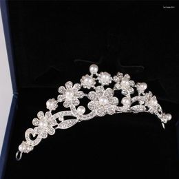 Hair Clips Korean Round Flower Wedding Accessories Alloy Band Comb Rhinestone White Pearl Bride Crown