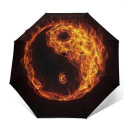 Umbrellas Yin Yang Sign In Fire Flame Umbrella Windproof Automatic Folding Inverted Portable Paraguas