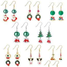 Dangle Chandelier European And American Christmas Tree Santas Deer Enamelled Earrings Vintage Ethnic Girls Womens Hoop Earring Jewelr Dhxb7