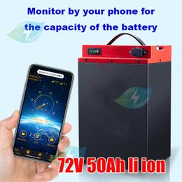 72V 50Ah lithium li ion battery built-in BMS bluetooth APP for 3000W 7200W golf cart e-scooter EV forklift +5A Charger