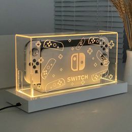 Cell Phone Mounts Holders Dust Cover Luminous Base Box Rgb Host for Nintendo Switch Oled Protection Sleeve Acrylic Display 230816