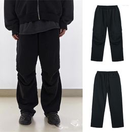 Men's Pants FAR.ARCHIVE Extra Large Embroidered Small Label Pleated Drawstring Casual Guard Black S-L