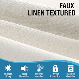 Curtain Blackout Faux Linen Curtains Thermal Curtains for Living Room with Double Face Soundproof Bedroom Curtains