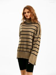 Women's Sweaters Ladies Sweater Fall Winter Pullover Woman Knitwear Stripe Female Clothing Turtleneck Loose Casual Clothes For Women